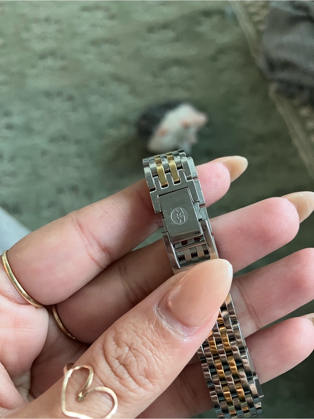 Michele Deco Mini Two-Tone 18k Gold Diamond Watch double strap Like New - Picture 7 of 8